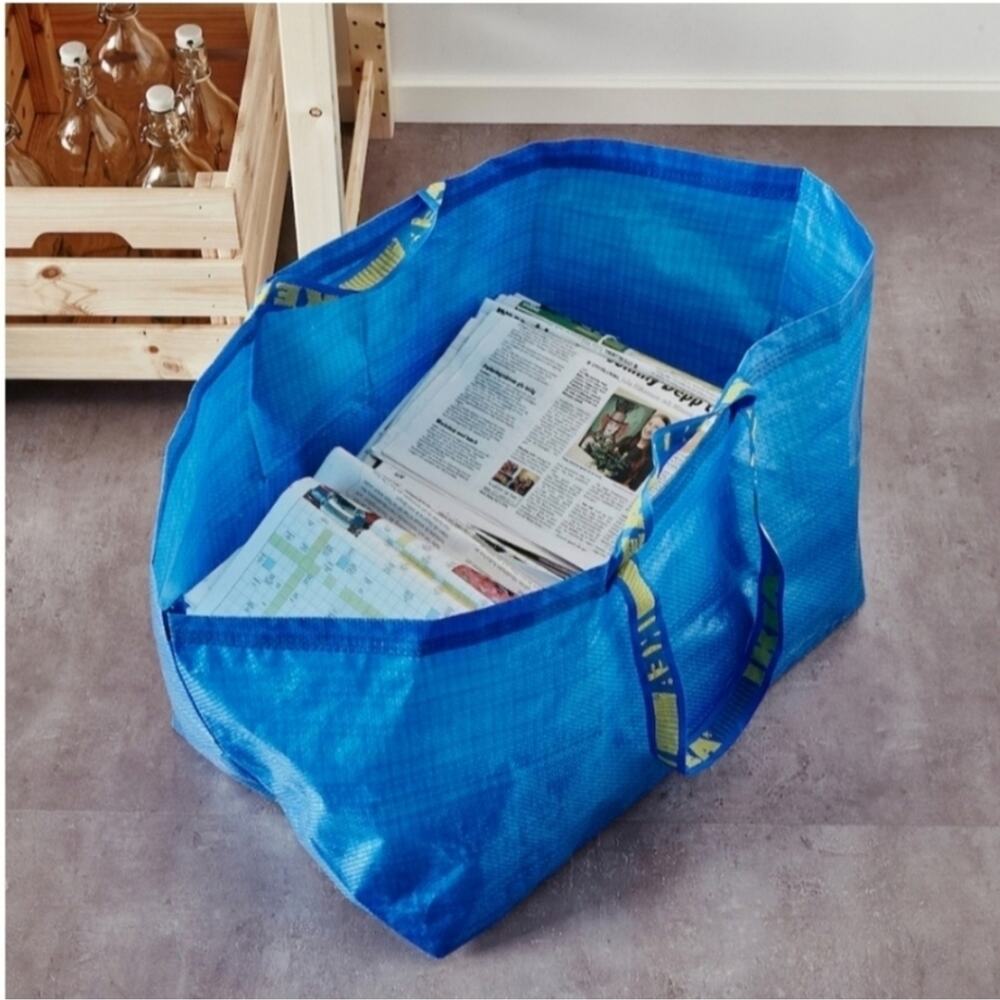 IKEA Frakta Three (3) Large Blue Reusable Shopping Bag Laundry Tote Bag Moving - Picture 11 of 12
